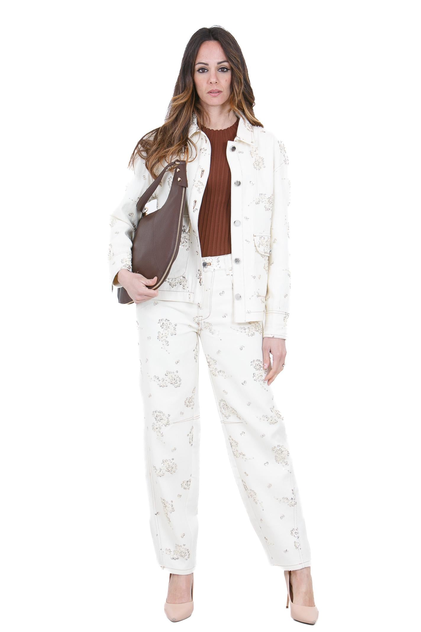 MANILA GRACE  Pantaloni Avorio J316CR MA148 