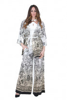 KAOS Pantalone Palazzo con Stampa Paisley e Bordi a Contrasto Kaos Pantaloni Panna SP1TZ023 1041 