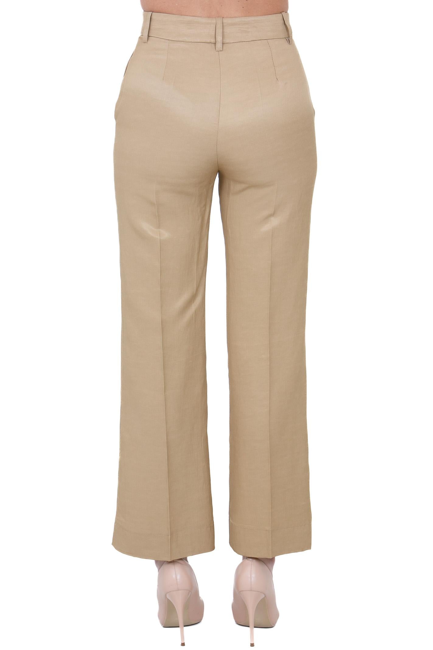 KAOS Pantaloni Sartoriali Dritti Color Cammello Taglio Cropped Pantaloni Deserto SP1CO023 6000 