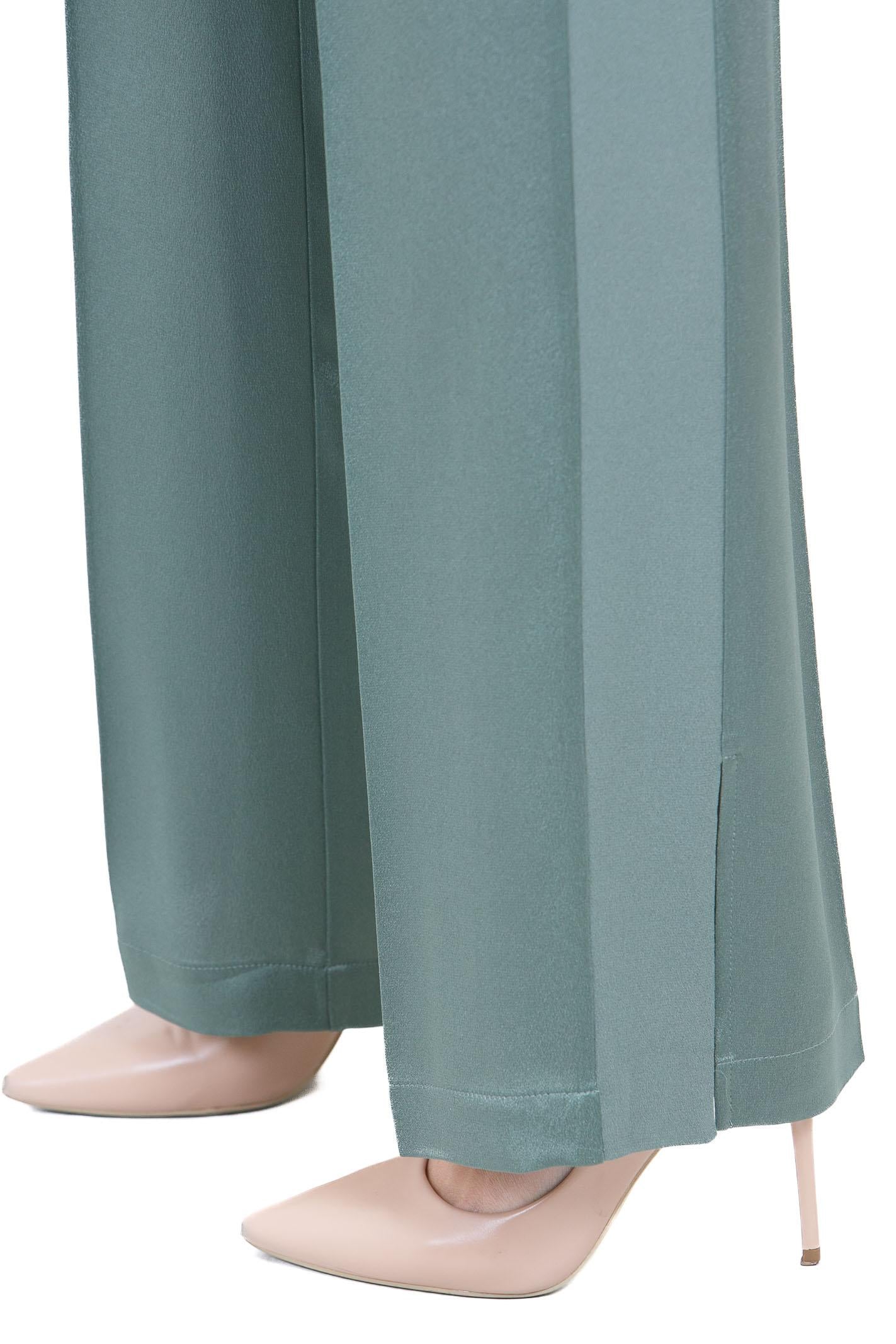 SEMICOUTURE Pantalone Lucia misto seta Pantaloni Verde marea LUCIA-Y6SM39 S29-1 