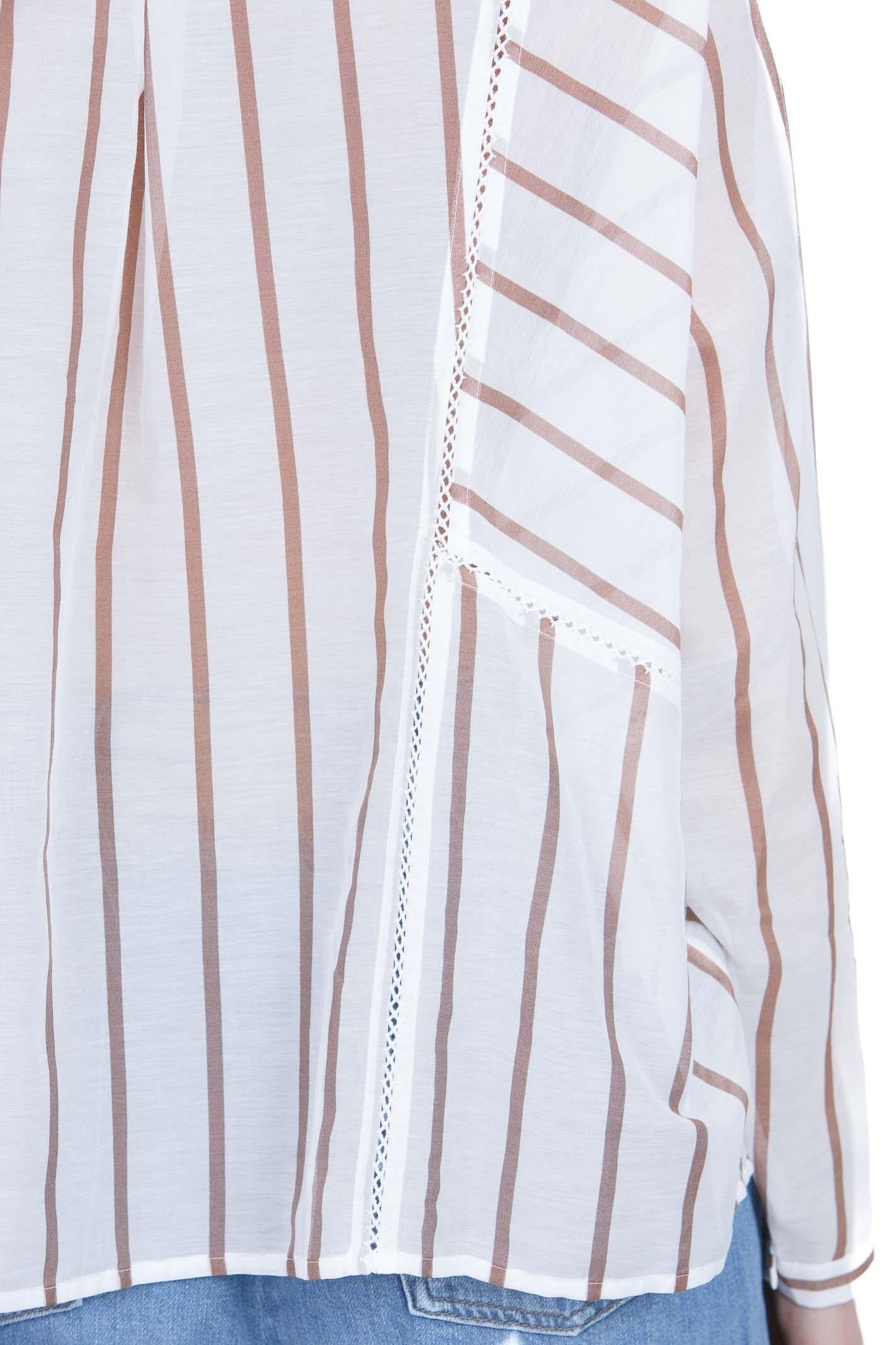 SEMICOUTURE Camicia coreana rigata Lola Camicie Bianco/juta LOLA-Y6SK60 RG105 