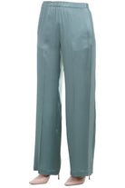 SEMICOUTURE Pantalone Lucia misto seta Pantaloni Verde marea LUCIA-Y6SM39 S29-1 