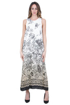KAOS Abito Lungo Smanicato con Stampa Paisley e Bordi a Contrasto Kaos - Fascino Etnico-Chic e Leggerezza Abiti Panna SP1TZ021 1041 