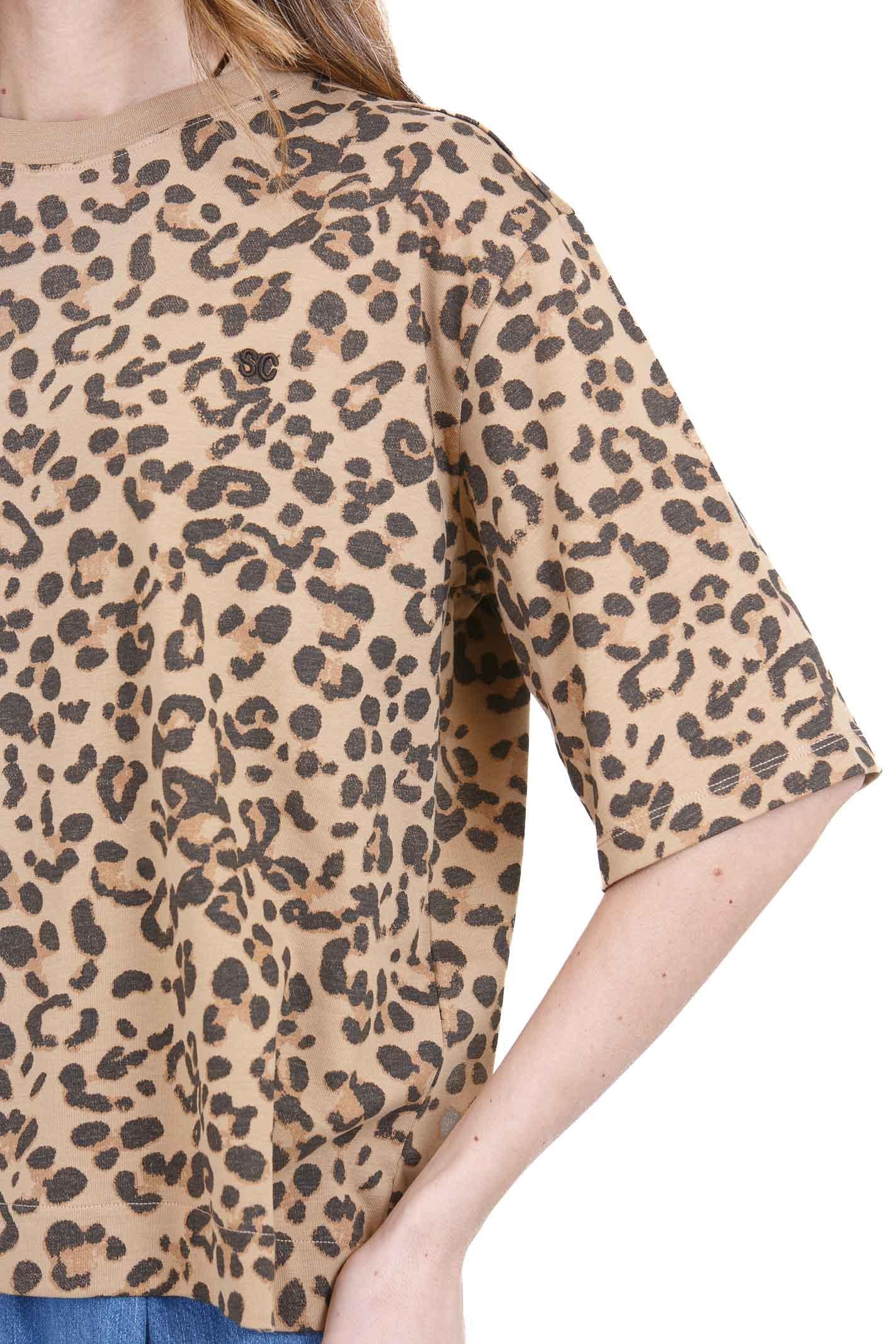 SEMICOUTURE Neva t-shirt stampa leopardo T- Shirt Leopardo NEVA-Y6SJ06 MAC27 