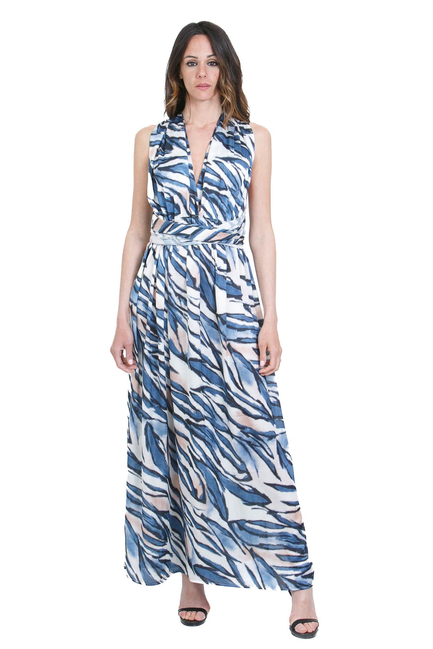 SIMONA D. Abito Lawa con stola<BR/> Abiti Blu LAWA/STOLA BLU 