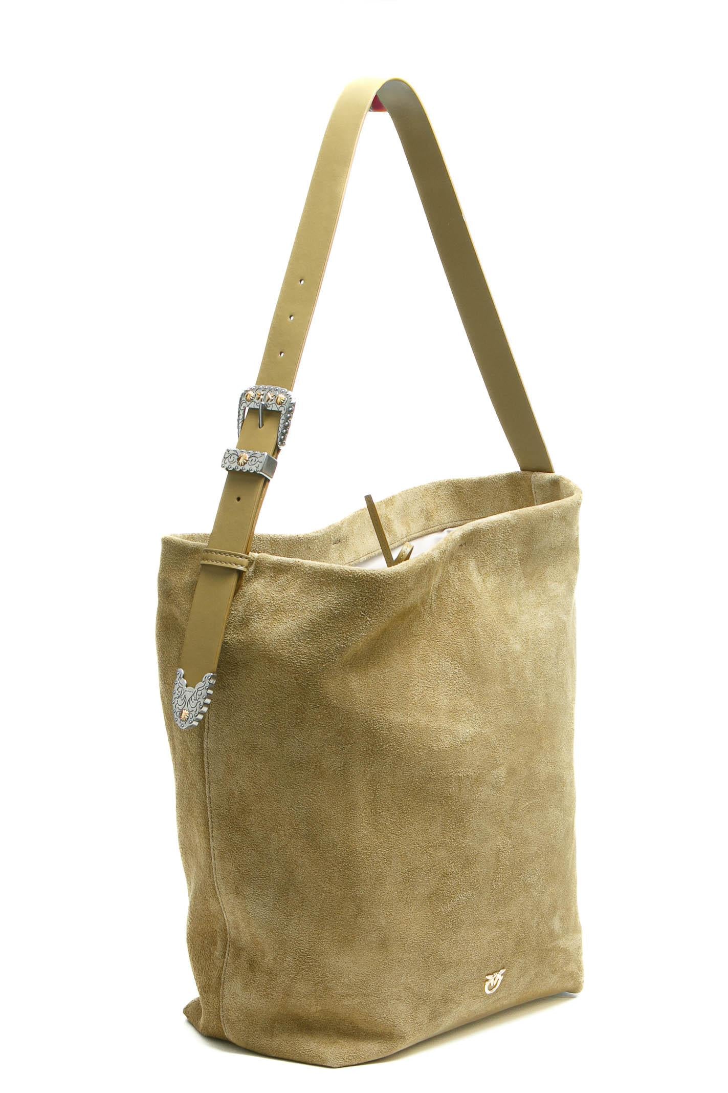 PINKO Borsa a tracolla grande Bucket Big in suede Borse Verdecanguro/mix 106834-A0F6-BUCKETBIG L22A 