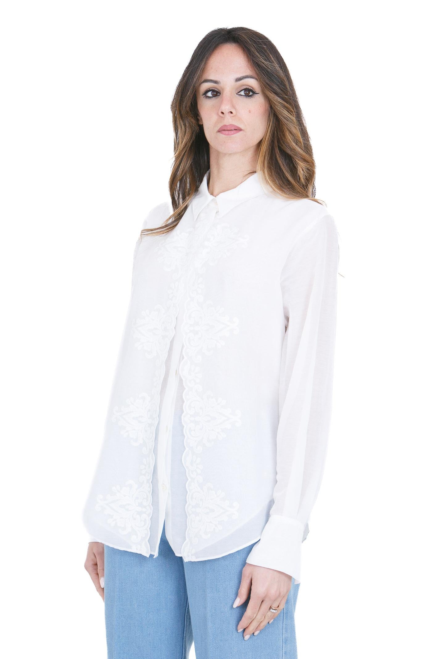 FORTE FORTE Camicia maschile in voile ricamato Camicie Bianco 14615MYSHIRT 0002 