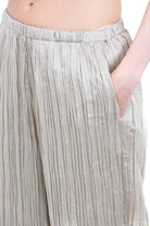 SU Pantaloni Palazzo Plissettati in Tessuto Lucido Pantaloni Silk grey S6U501 S032 