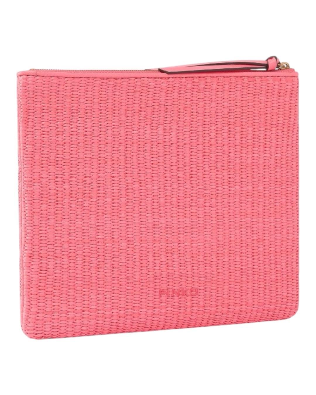PINKO Pochette in rafia con logo Love Birds Borse Pink/Pinko 106763-A39Y N17Q 