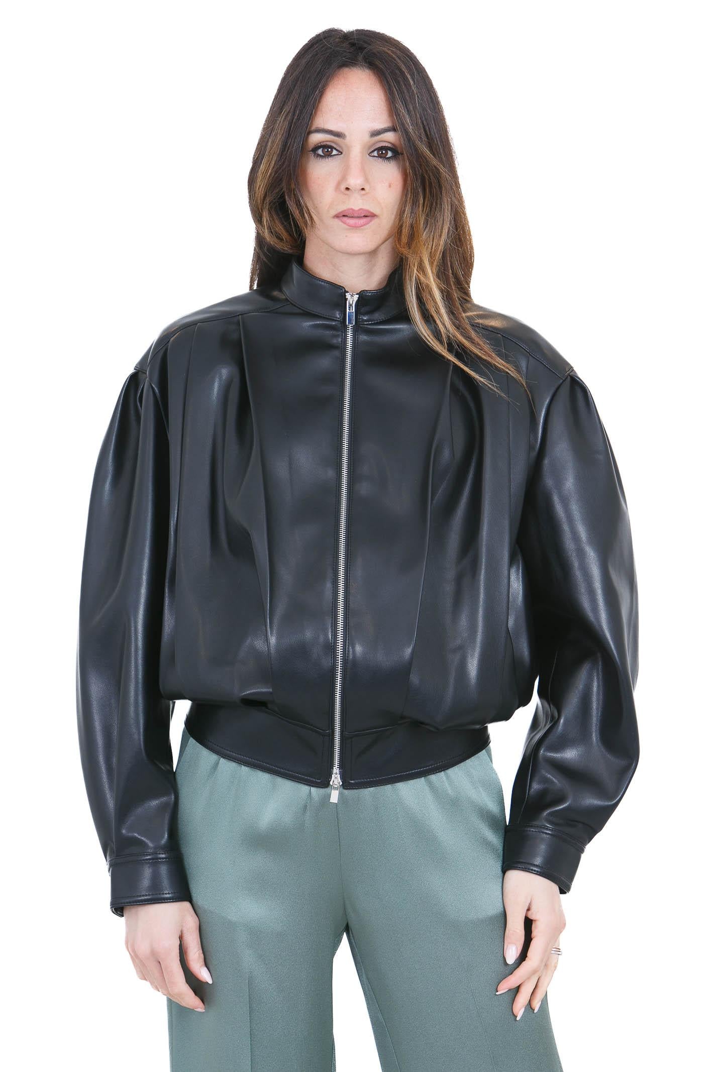 SEMICOUTURE Naia bomber in similpelle<BR/> Bomber Nero NAIA-Y6ST30 Y69-0 