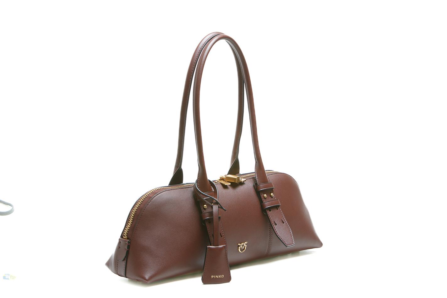 PINKO Borsa grande a spalla Escape Bag Horizontal in pelle Borse Burgudywine/gold 106169-A0QO-BOWLING R49Q 