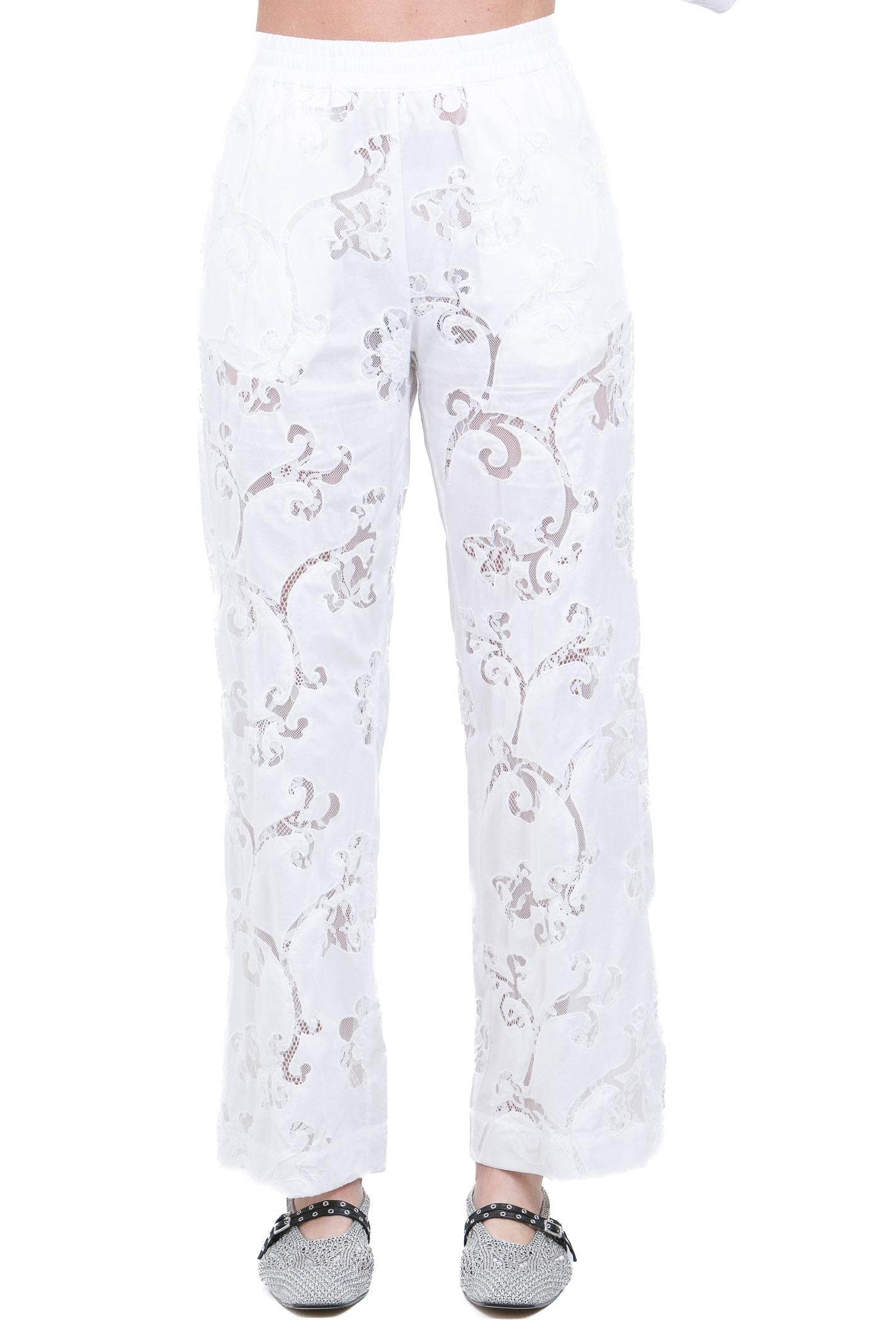 SEMICOUTURE Pantalone ricamato Katlyn Pantaloni Bianco ottico KATLYN-S6SL12 A03-0 