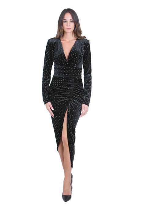 Abito in velluto liscio con micro strass