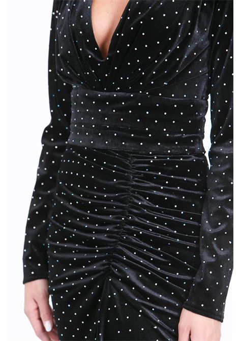 Abito in velluto liscio con micro strass ACTUALEE | Abiti | AB4052BLK