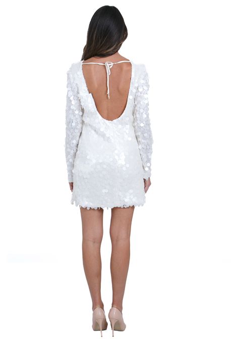 Abito corto scollo tondo sulla schiena ACTUALEE | Abiti | AB4053WH