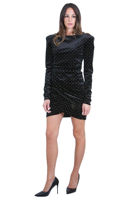 Abito in velluto con micro strass ACTUALEE | Abiti | AB4054BLK
