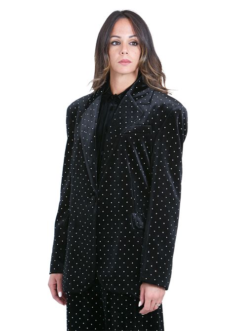 Blazer velluto con micro strass ACTUALEE | Blazer | GI1038BLK