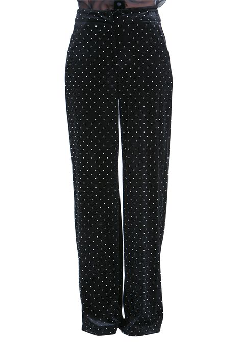 Pantalone in velluto con micro strass ACTUALEE | Pantaloni | PA3008BLK