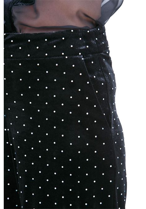 Pantalone in velluto con micro strass ACTUALEE | Pantaloni | PA3008BLK