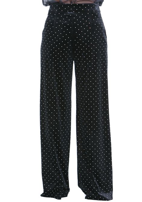 Pantalone in velluto con micro strass ACTUALEE | Pantaloni | PA3008BLK