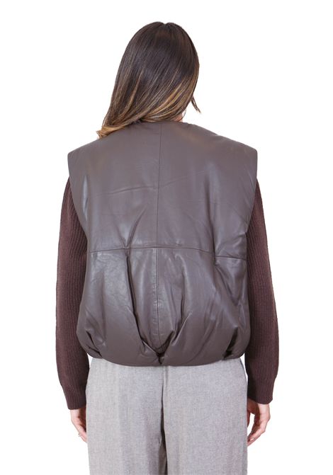PUFFED LEATHER SMANICATO ALYSI | Piumini | 265921-A5252CHOCO