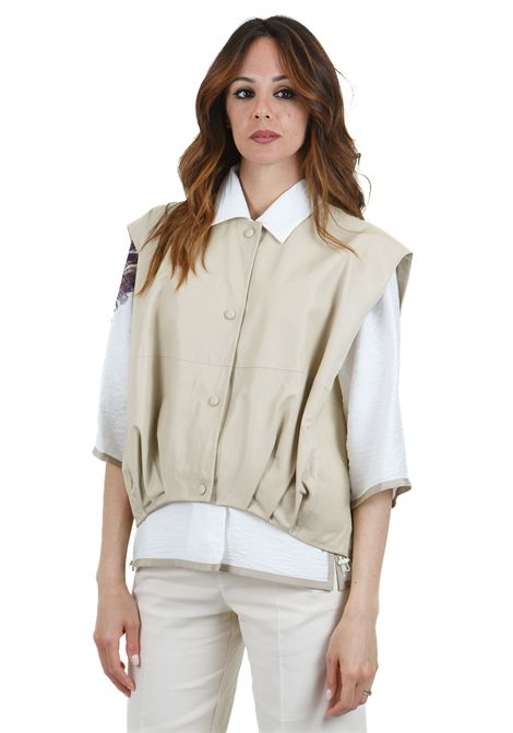 Gilet bomber in pelle ALYSI | Gilet | 205902-P5040SAND