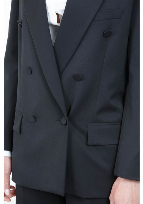Blazer doppiopetto regular a sei bottoni ricoperti con rever a lancia e tasche con pattina. DONDUP | Blazer | DJ684-WS0110DXXXC999