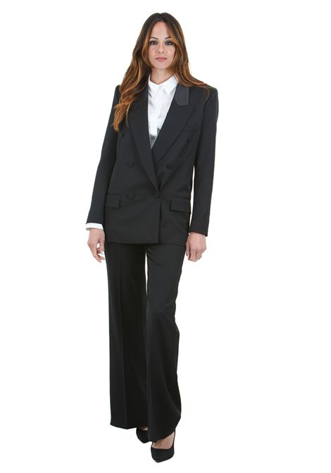 Blazer doppiopetto regular a sei bottoni ricoperti con rever a lancia e tasche con pattina. DONDUP | Blazer | DJ684-WS0110DXXXC999