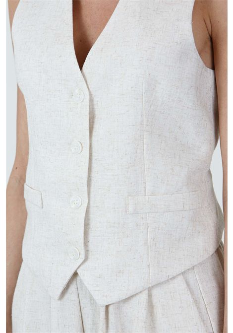 Gilet in misto lino con schiena in macrame KAOS | Gilet | RPJMR0061000