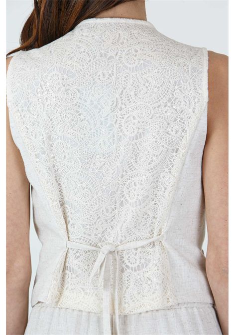 Gilet in misto lino con schiena in macrame KAOS | Gilet | RPJMR0061000