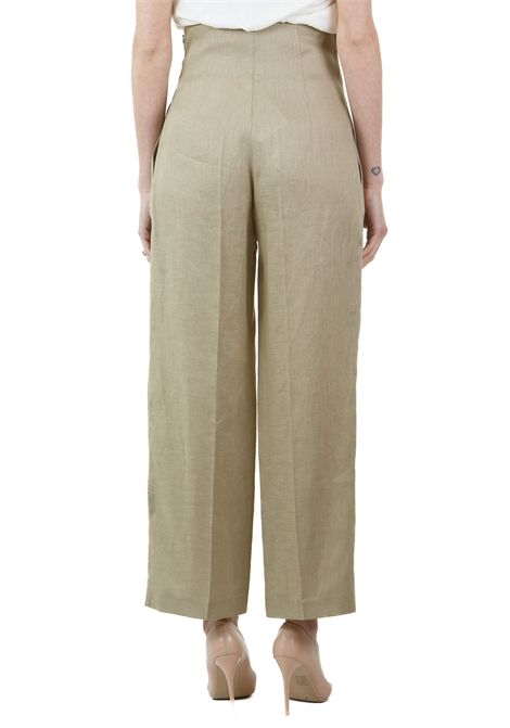 Nelly pantalone in lino con pinces e cintura in cuoio regolabile SEMICOUTURE | Pantaloni | NELLY-S5SN35R94-0
