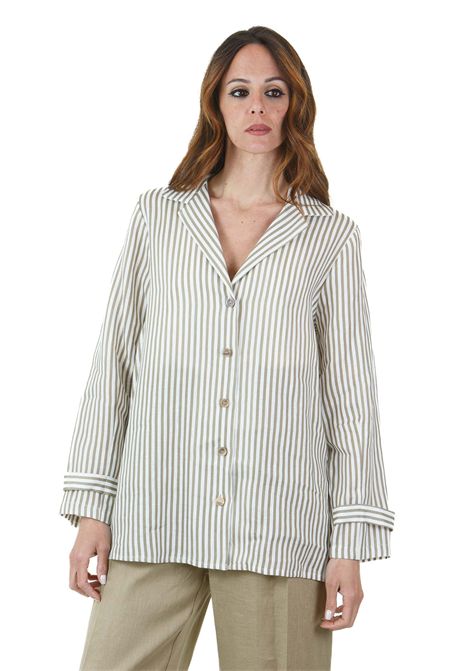 Camicia Ysel in lino stampa righe SEMICOUTURE | Camicie | YSEL-S5SS08RG097