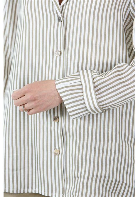 Camicia Ysel in lino stampa righe SEMICOUTURE | Camicie | YSEL-S5SS08RG097