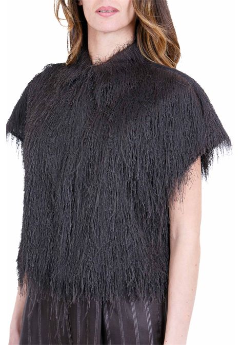 CROPPED FRINGES ALYSI | Camicie | 116227-P6058CHOCO